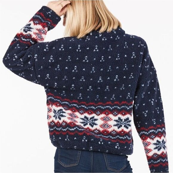 Nordic Fair-isle Sherpa Quarter Zip Cozy Pullover - Picture 9 of 9